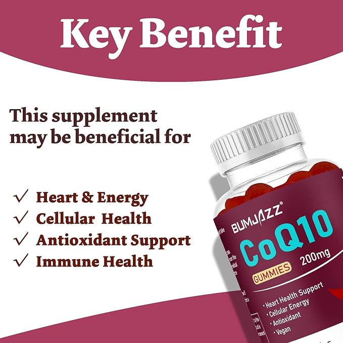 High Absorption - CoQ10 Gummies 200mg Q10 - CoQ10 Gummies 60 Count