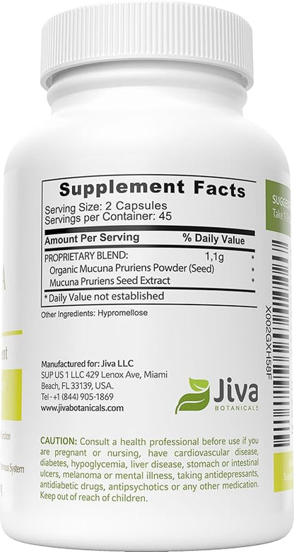 Organic Mucuna Pruriens Capsules- Velvet Beans 90 Capsules
