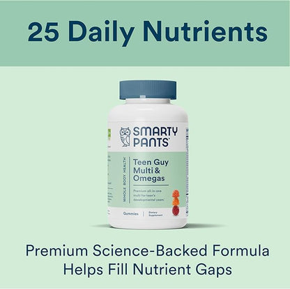 SmartyPants Teen Guy Multivitamin Gummies: Omega 3 Fish D3, C, B12, B6, B6, Vitamin 120 Count (30 Day