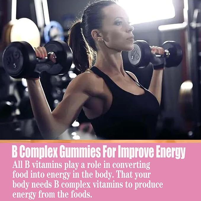 Vitamin B Complex Vegan Gummies B3, B6, B6, Biotin, B9 Folate, B12 with