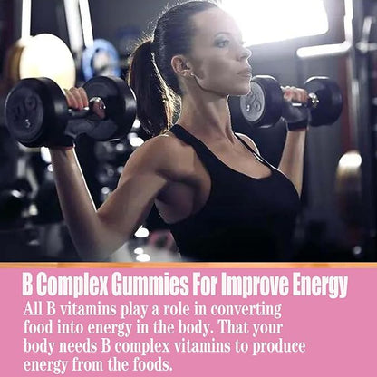 Vitamin B Complex Vegan Gummies B3, B6, B6, Biotin, B9 Folate, B12 with