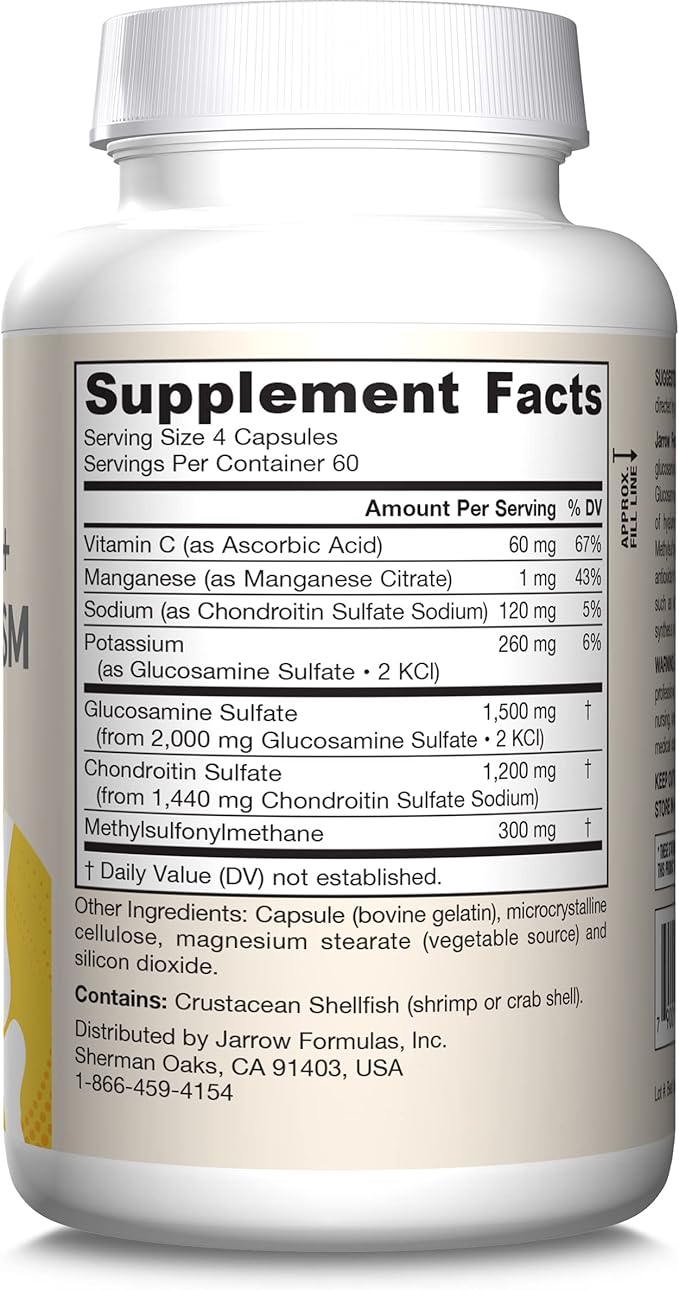 Jarrow Formulas Glucosamine + Chondroitin + 240 Capsules, 60 Day