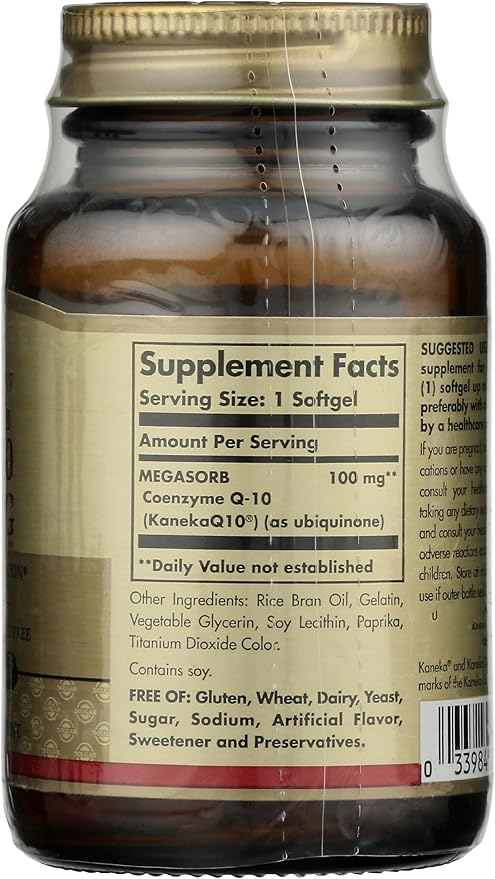 Solgar Megasorb CoQ-10 100 mg, 60 Softgels - Supports Heart Function & Healthy Aging - Coenzyme Q10 Supplement - Enhanced Absorption - Non-GMO, Gluten Free, Dairy Free - 60 Servings