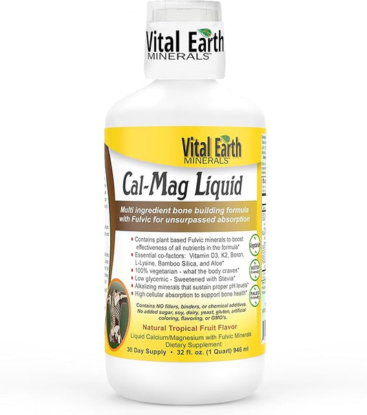 Vital Earth Minerals Cal-Mag Liquid – D3, K2, K2, Boron, 32 Oz 1 Oz