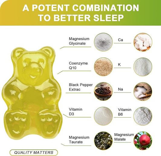 Magnesium Glycinate 500mg Gummies with Citrate 1000mg, Taurate 500mg & 200mg - 60 Pineapple