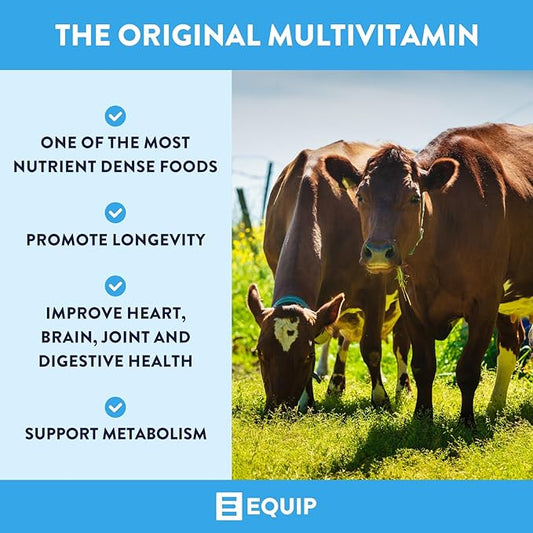 Equip Foods Grass-Fed Beef Liver | Natural Desiccated Beef Liver Supplement | Support Heart Health, Brain Function, Digestion, Metabolism, Immunity, Detoxification | 180 Capsules, 30 Servings