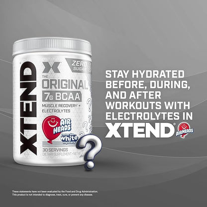 Xtend XTEND Original BCAA Powder Airheads Candy Flavor, 7g BCAA and 2.5g L-Glutamine, Sugar Free Post Workout Muscle Recovery Drink with Amino Acids for Men & Women, 30 Servings