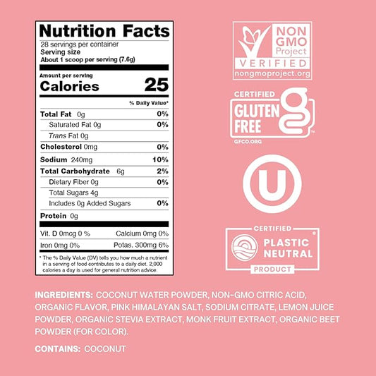 Cure Hydration | Plant-Based Electrolyte Drink Mix | No Added Sugar | FSA & HSA | Dehydration Relief Powder Made with Coconut Water | Non-GMO | Vegan | 28 Servings Jar - Strawberry Kiwi