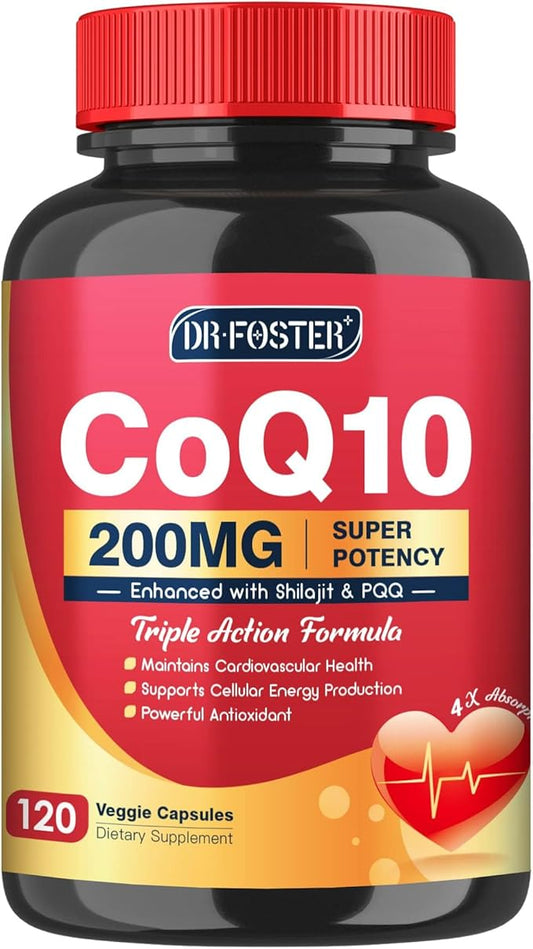CoQ10 200mg with PQQ & Shilajit Q10 Supplements 120 Veggie