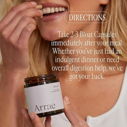 Arrae Fast-Acting Bloating Relief Digestive Enzymes, All Natural Bloat, Gas & Indigestion Relief Capsules, 60 Count