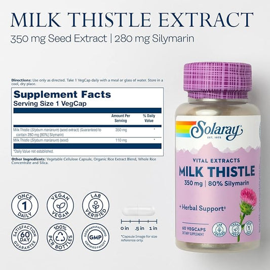Solaray Milk Thistle Seed Extract One 350mg, Antioxidant 60 VegCaps