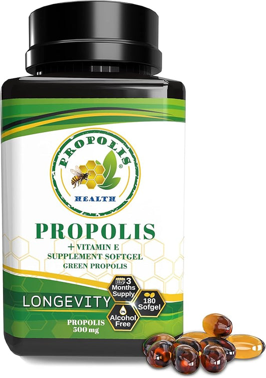 Propolis Health Propolis Capsules 1000mg-Daily 2 Capsules 50 Days (180 Capsules)