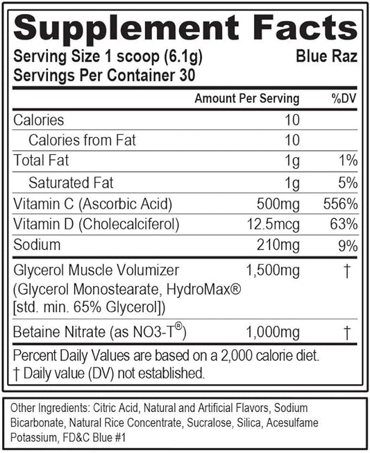 EVL PumpMode Nitric Oxide Supplement - Nitric Oxide Booster Pump Pre Workout Powder with Glycerol and Betaine for Muscle Recovery Growth and Endurance - Stim Free Pre Workout Drink (Blue Raz)