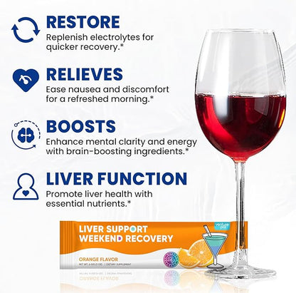 Venture Pal Liver Cleanse Detox & Repair, Liver Support with Milk Thistle + Ginger & Turmeric + L-Theanine + 5 Vitamins & 7 Electrolytes, Rapid Rehydration & Weekend Recovery Powder Packets, 12 Sticks
