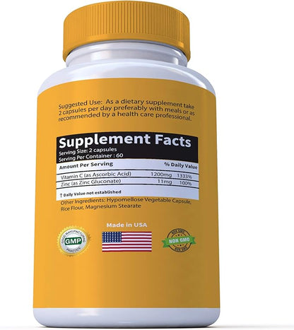 RaeSun Botanics High Dose Vitamin C 120 Capsule 2 Month