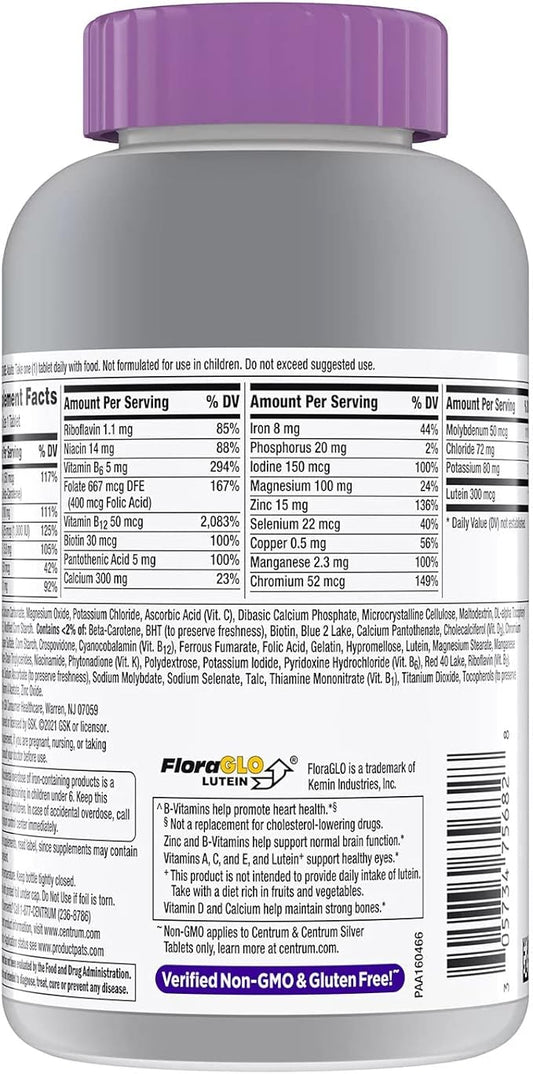 Centrum Silver Women 50+ Multivitamin, 275 Count Bundle with Long Glacier Pill Oragnizer, Small Cute Pill Container for Medicine, Vitamins, Fish Oils, Supplement, Green
