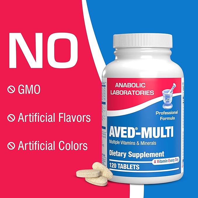 Anabolic Laboratories Daily Multivitamin for Men and Women - 120 AVED Daily Multi Vitamin and Minerals Supplement Tablets with Iron for Daily Health
