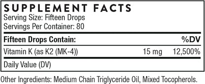 THORNE Vitamin K2 Liquid (1 mg per Drop) - Concentrated Vitamin K2 Supplement for Heart and Bone Support - 1 Fl Oz