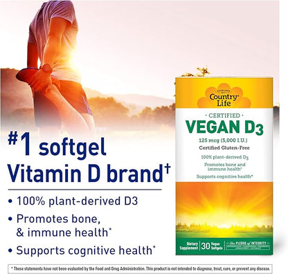 Country Life Vegan D3, 30 Count