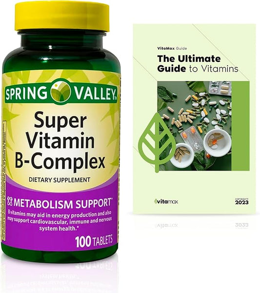 Spring Valley Super Vitamin B-Complex Tablets 100 Count 3 Months (2 Items)
