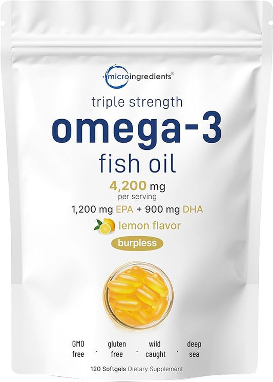 Triple Strength Omega 3 Fish Oil 4200mg Per 120 Softgels 1200mg + 900mg |