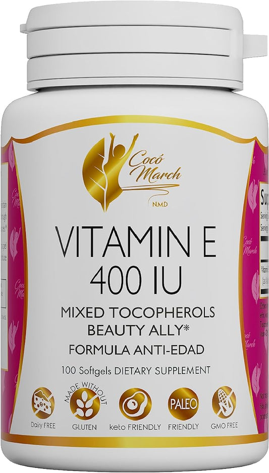 Coco March Natural Vitamin E 400 3 Month 100 Softgels