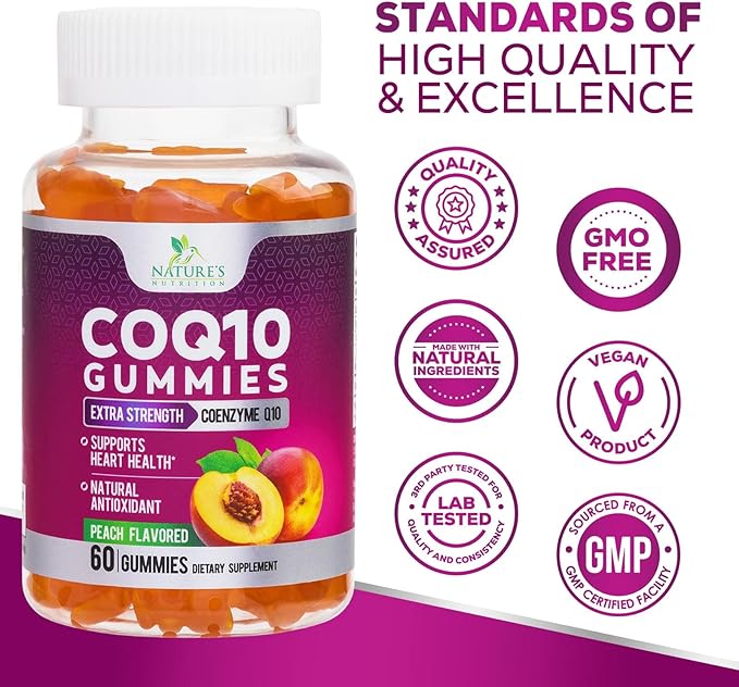 CoQ10 100mg Gummies Q10 Supplement, CoQ10 Gummies Q10 Gummy 60 Count Q10 Vitamins