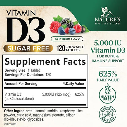 Vitamin D3 5000 IU (125 mcg) 120 Chewable