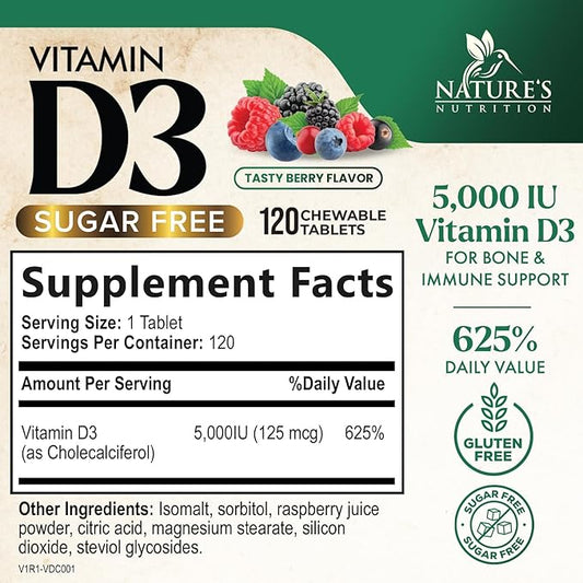 Vitamin D3 5000 IU (125 mcg) 120 Chewable
