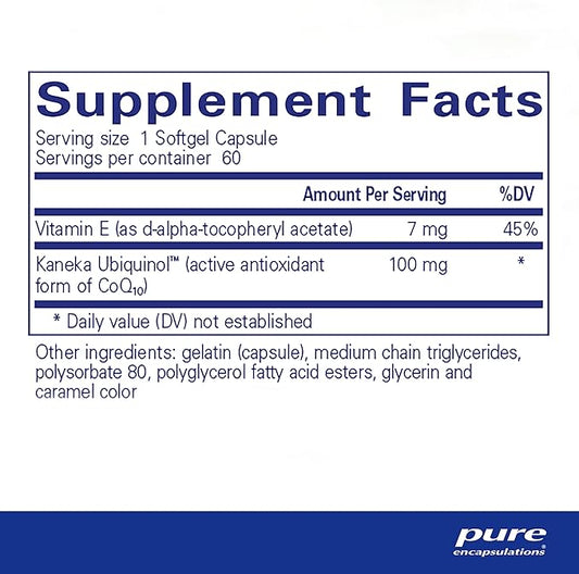 Pure Encapsulations Ubiquinol VESIsorb | Hypoallergenic Supplement | Enhanced Absorption of Active Antioxidant Form of CoQ10 | 60 Caplique Capsules