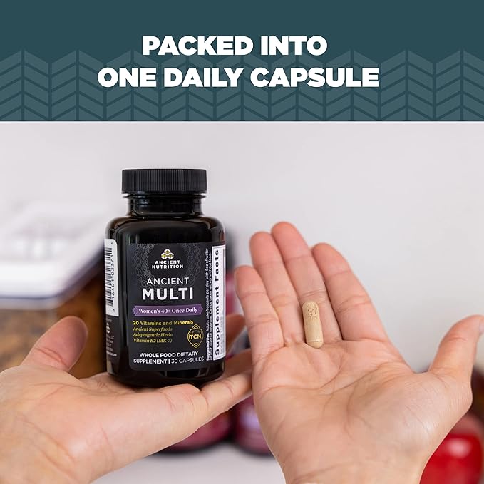 Ancient Nutrition Multivitamin for Women, Ancient 40+ Once K2, Folate 30ct