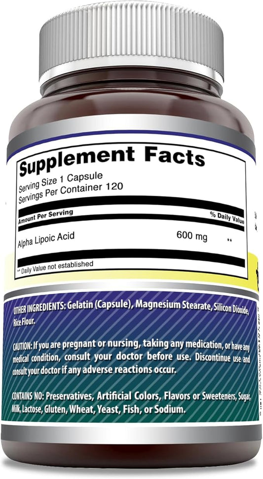 Amazing Formulas Alpha Lipoic Acid ALA 600 mg 3 Pack (120 | 2 Pack)