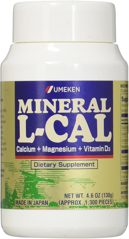 Umeken Mineral L-Cal Supplement, Small Bottle, 2 Month D3 and 130g, 1300 1300 Balls 1)