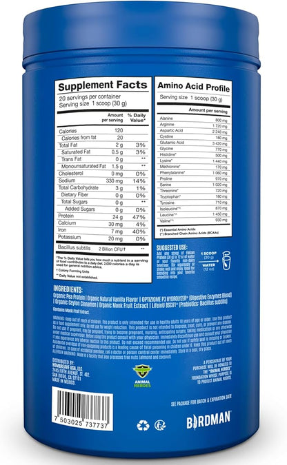 BIRDMAN Falcon Organic Vegan Protein Powder 24g Protein, 20 Servings