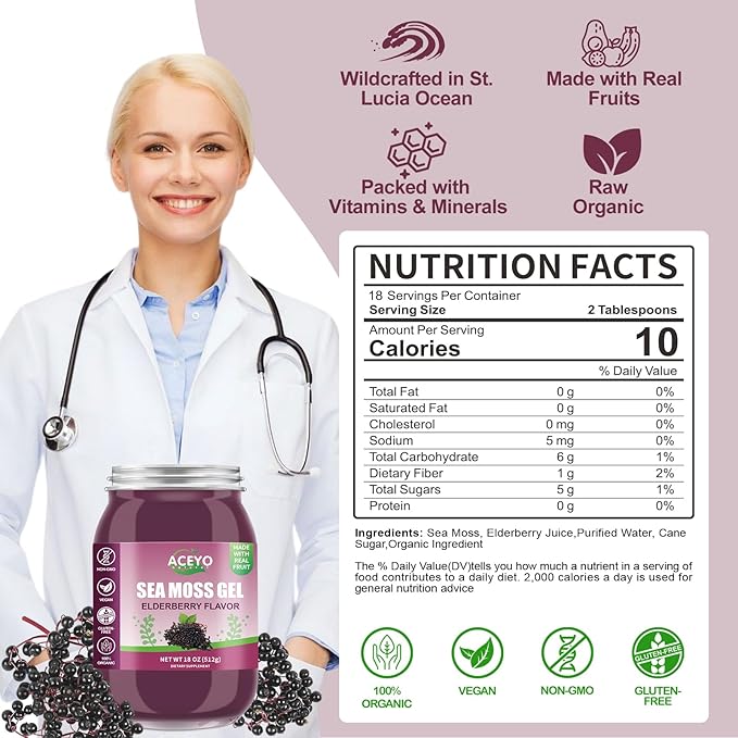 (18 OZ) Irish Elderberry Sea Moss 102 Vitamins