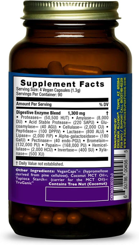 HEALTHFORCE SUPERFOODS Digestion Enhancement Enzymes 360 Vegan
