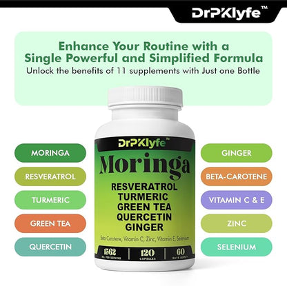 Moringa, Resveratrol, Turmeric,Green Tea, Quercetin and 1562 mg