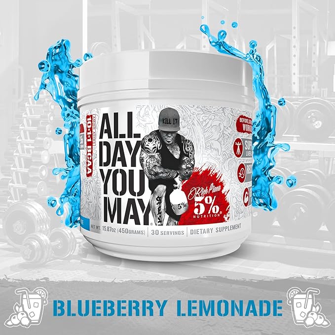 5% Nutrition Rich Piana AllDayYouMay BCAA Powder 15.9 oz, 30 Servings