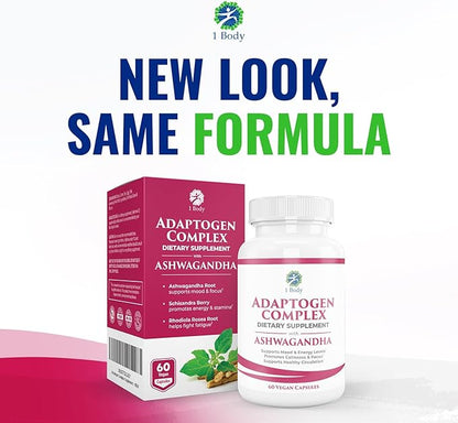 1 Body Ashwagandha Complex Supplement 120 Vegan