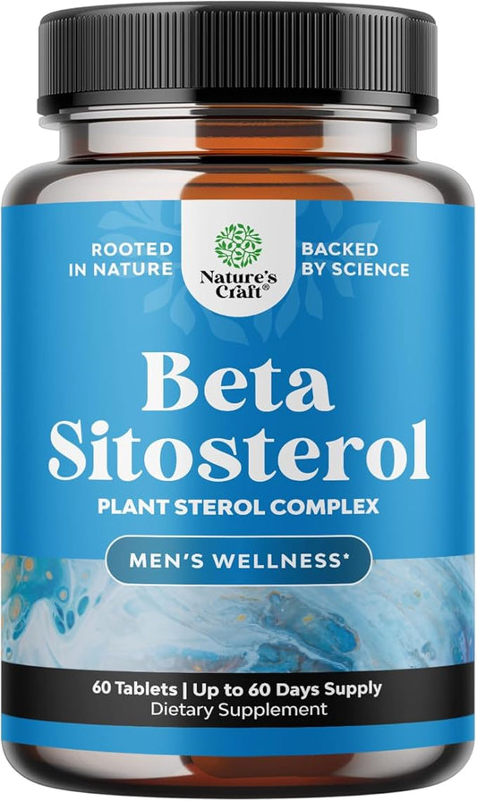 Natures Craft Plant Sterols Complex with Beta Sitosterol - 500mg Beta-Sitosterol Sterols and Stanols Supplement for Prostate Support - Prostate Health Supplement for Men - 60 Tablets