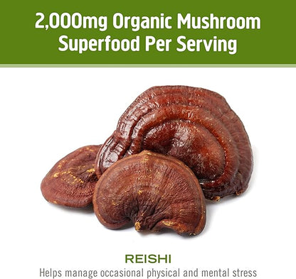 OM Mushroom Superfood Reishi Mushroom Capsules Supplement, Promotes Stress & Immune Support, 90 Count, 30 Days Supply