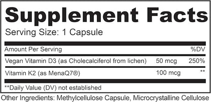 LIVELY VITAMIN CO. Solar Power Vitamin D3 2000 iu - Patented Vitamin K - MK7 - Immune Balance - Brain Function - Mood - Heart - Stress - 180 Count