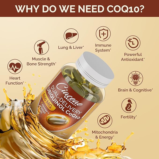 Ubiquinol CoQ10 600 MG Softgels Omega-3 & Coenzyme-Q10, Active CoQ10 Ubiquinol 360 Servings