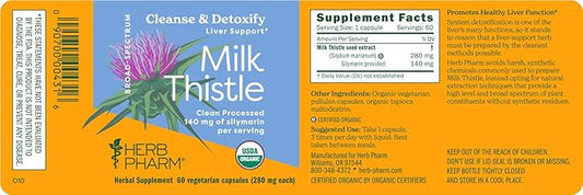 Herb Pharm Milk Thistle Seed Extract w/140 mg 60 Vegetarian