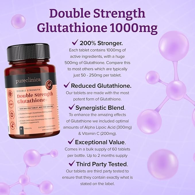 Glutathione 1000mg x 240 Tablets (4 60)- w/500mg w/500mg Glutathione, 300mg ALA, 200mg Vit