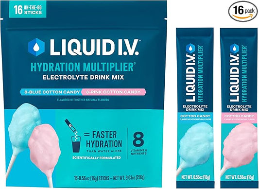 Liquid I.V.® Hydration Multiplier - Cotton Candy | Electrolyte Powder Drink Mix | 1 Pack (16 Servings)