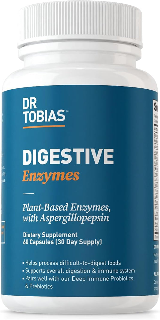 Dr. Tobias Digestive Enzymes with Amylase, 18 Enzymes 60 Capsules, 30 Servings