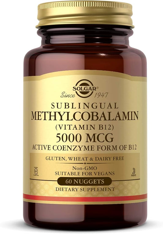 Solgar Methylcobalamin Vitamin B12 5000 mcg Nuggets B12 Form, 60 Count