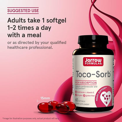 Jarrow Formulas Toco-Sorb Cardiovascular Health and 60 Softgels, 30 Day
