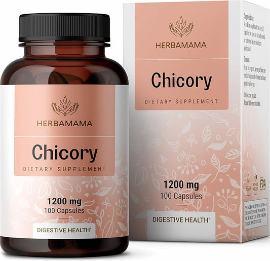 HERBAMAMA Organic Chicory Root Supplement 100 Capsules